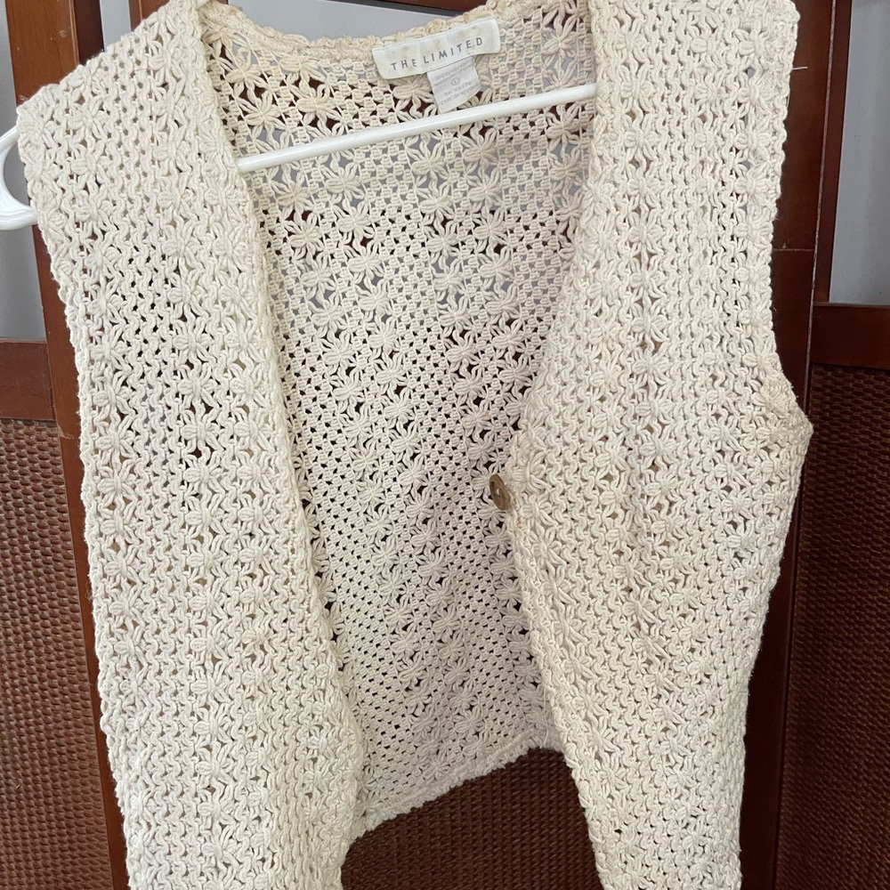The Limited Cotton crochet vest